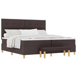 vidaXL Lit à Ressorts avec Matelas & Banquette Marron Foncé 200x200 cm Tissu