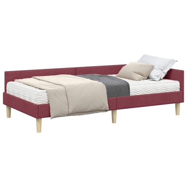 vidaXL Cadre de lit d'angle avec matelas 2 pc Bordeaux 90 x 190 cm