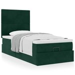 vidaXL Cadre de lit ottoman avec matelas vert foncé 80x200 cm velours
