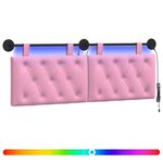 vidaXL Tête de lit suspendue Avec lumière LED Rose Tissu