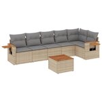vidaXL Salon de jardin avec coussins 7 Pièces beige résine tressée