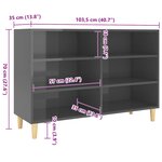 vidaXL Buffet Gris brillant 103 5x35x70 cm bois d'ingénierie