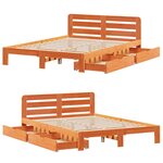 vidaXL Cadre de lit sans matelas cire marron 120x200cm bois pin massif