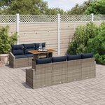 vidaXL Ensemble de canapé de jardin 8 Pièces Gris Poly rotin