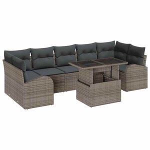 vidaXL Ensemble de canapé de jardin 8 Pièces Gris 100 x 55 x 73 cm