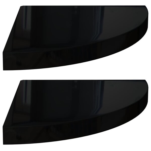 vidaXL Étagères d'angle flottantes 2Pièces noir brillant 35x35x3 8 cm MDF