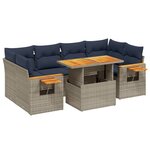 vidaXL Salon de jardin 7 Pièces avec coussins gris résine tressée