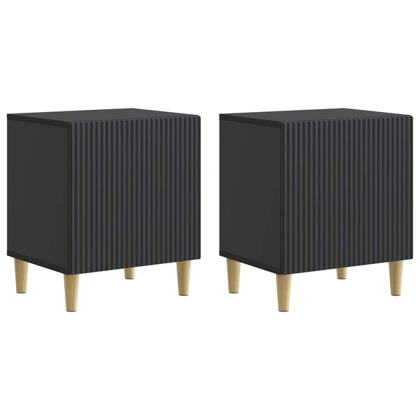 vidaXL Cabinet de chevet 2 pc Noir 43 x 34 5 x 50 cm Bois d'ingénierie