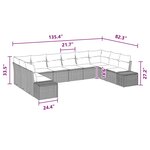 vidaXL Ensemble de canapé de jardin 10 Pièces Marron et rouge