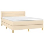 vidaXL Sommier à lattes de lit avec matelas Crème 140x200 cm Tissu
