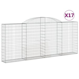 vidaXL Paniers à gabions arqués 17 Pièces 300x30x120/140 cm fer galvanisé