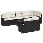 vidaXL Ensemble de canapés de jardin à 8 pièces avec coussins en poly rotin marron