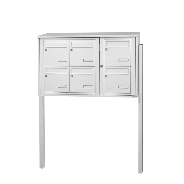 Bloc collectif Leabox 3x2  grade 3  simple face  extérieur  fixation sur pieds à sceller  blanc neige  ral 9016 finition brillante