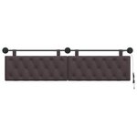 vidaXL Tête de lit suspendue Avec lumière LED Marron foncé Tissu