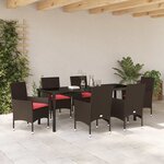 vidaXL Ensemble table et chaises avec coussin 7 Pièces Marron Rotin PE