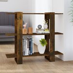 vidaXL Bibliothèque/Séparateur de pièce Chêne fumé 100x30x87 cm