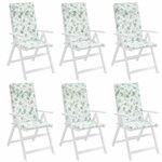 vidaXL Coussins de chaise à dossier haut lot de 6 modèle de feuille