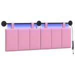 vidaXL Tête de lit suspendue Avec lumière LED Rose Tissu