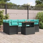 vidaXL Ensemble de canapé de jardin 7 Pièces Noir Poly rotin
