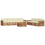 vidaXL Ensemble de canapés d'extérieur 8 pc Naturel et Crème