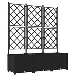 vidaXL Pot de jardin avec treillis 3 Pièces Noir 120x40x143 cm