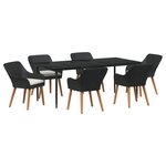vidaXL Ensemble de salle à manger pour jardin 7 Pièces Noir polyrotin