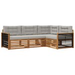 vidaXL Ensemble de canapés d'extérieur 4 pc Naturel et gris clair