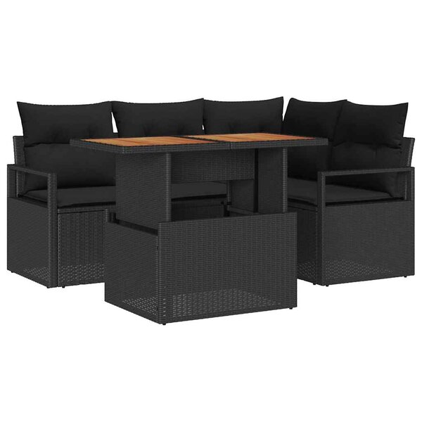 vidaXL Ensemble de salle à manger pour jardin 5 Pièces Noir  Marron