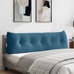 vidaXL Coussin de Dos Bleu 160 x 24 x 50 cm Velours