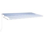 vidaXL Auvent automatique capteur de vent et LED 6x3 5 m Bleu et blanc