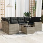 vidaXL Salon de jardin avec coussins 7 Pièces gris clair résine tressée
