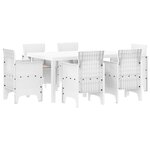 vidaXL Ensemble de Salle à Manger de Jardin 7 Pièces avec Coussins Blanc Rattan Poly