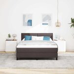 vidaXL Lit box spring avec matelas et LED Marron foncé 140x200 cm Tissu
