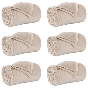 vidaXL Couvertures à jeter 6 Pièces Beige 240 x 270 cm Toison