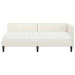 vidaXL Cadre de lit d'angle avec matelas Autre 2 Pièces Crème Velours