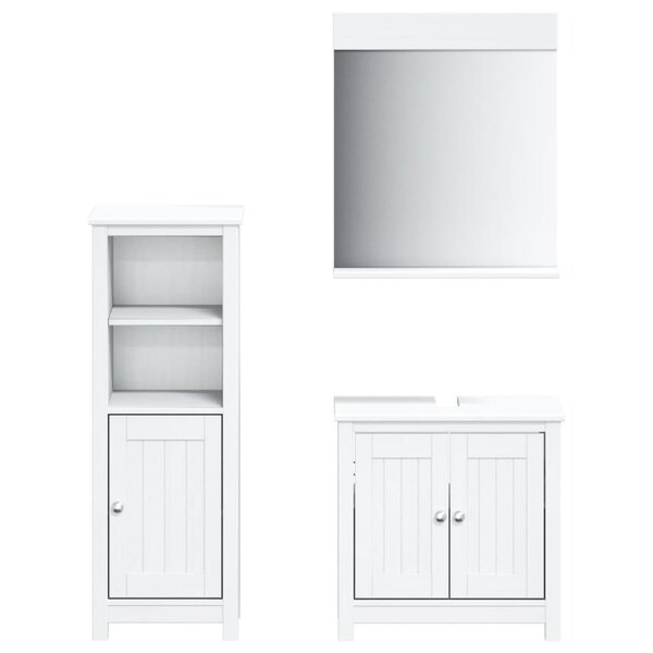 vidaXL Meubles de salle de bain 3 Pièces BERG blanc bois de pin massif