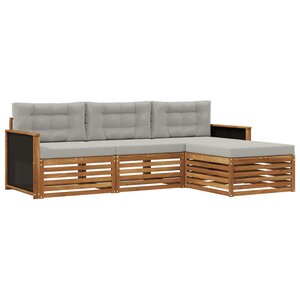 vidaXL Ensemble de canapés d'extérieur 4 Pièces Naturel et gris clair