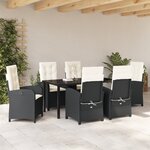 vidaXL Ensemble de salle à manger de jardin 7 pièces avec coussins - Rattan Poly Noir