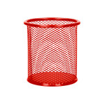 Pot à crayons q-connect maille métallique hauteur 100mm diamètre 90mm coloris rouge
