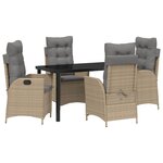 vidaXL Ensemble de jardin de 5 pièces avec coussins Beige Poly Rattan