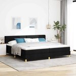 vidaXL Lit à ressorts Noir 200 x 200 cm Revêtement et Bois et Mousse