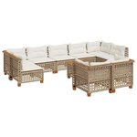 vidaXL Salon de jardin avec coussins 10 Pièces beige résine tressée