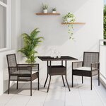vidaXL Ensemble Salle à Manger 3 Pièces Marron Rattan Poly