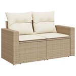 vidaXL Salon de jardin avec coussins 8 Pièces beige résine tressée acacia