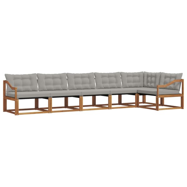 vidaXL Ensemble de canapés d'extérieur 6 Pièces Gris Naturel et Clair