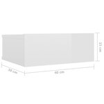 vidaXL Tables de chevet flottantes 2Pièces Blanc brillant Bois ingénierie