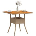 vidaXL Table de jardin beige 80x80x75 cm résine tressée et bois acacia