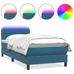 vidaXL Sommier à lattes de lit et matelas et LED bleu foncé 90x210 cm velours
