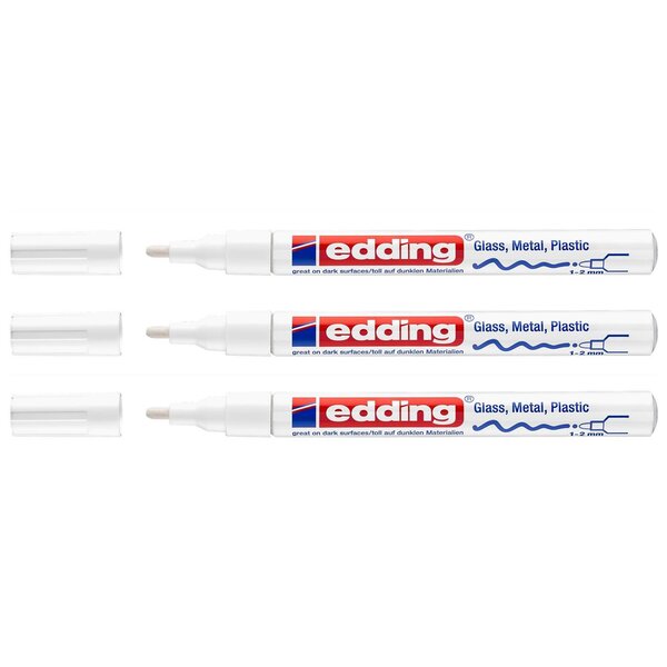 Marqueur Peinture Brillante 751 Blanc Pointe Moyenne 1-2 mm x 3 EDDING