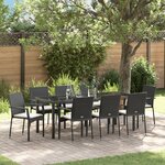 vidaXL Ensemble de dîner de jardin 9 pièces avec coussins Noir Poly Rattan